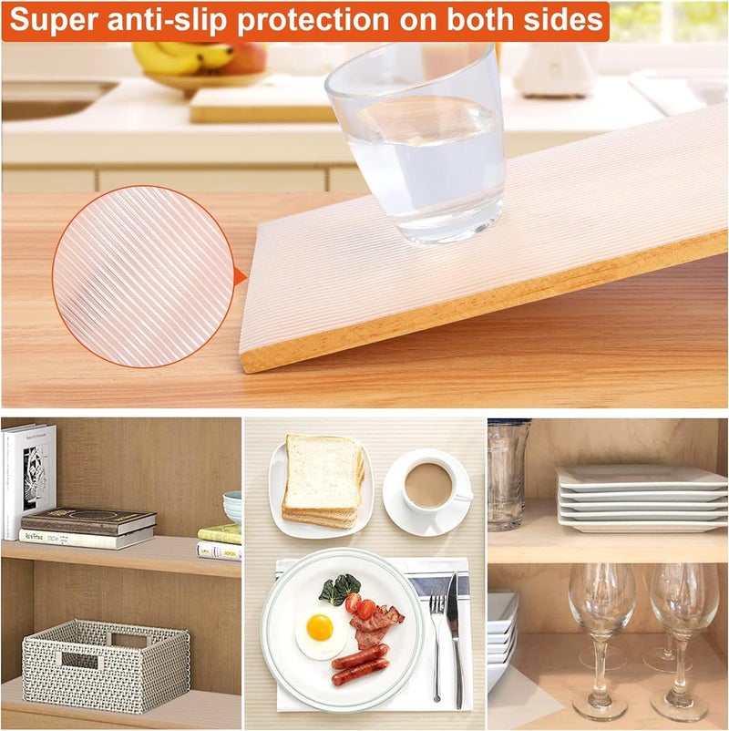 Ash  Roh Ash & Roh Anti-Slip Place Mat Waterproof EVA Liners for Kitchen Cabinets, Drawers, Tables - Food Grade, Textured, Washable, Multipurpose Shelf Mats (TRANSPRENT, 45 x 500) - Image 4