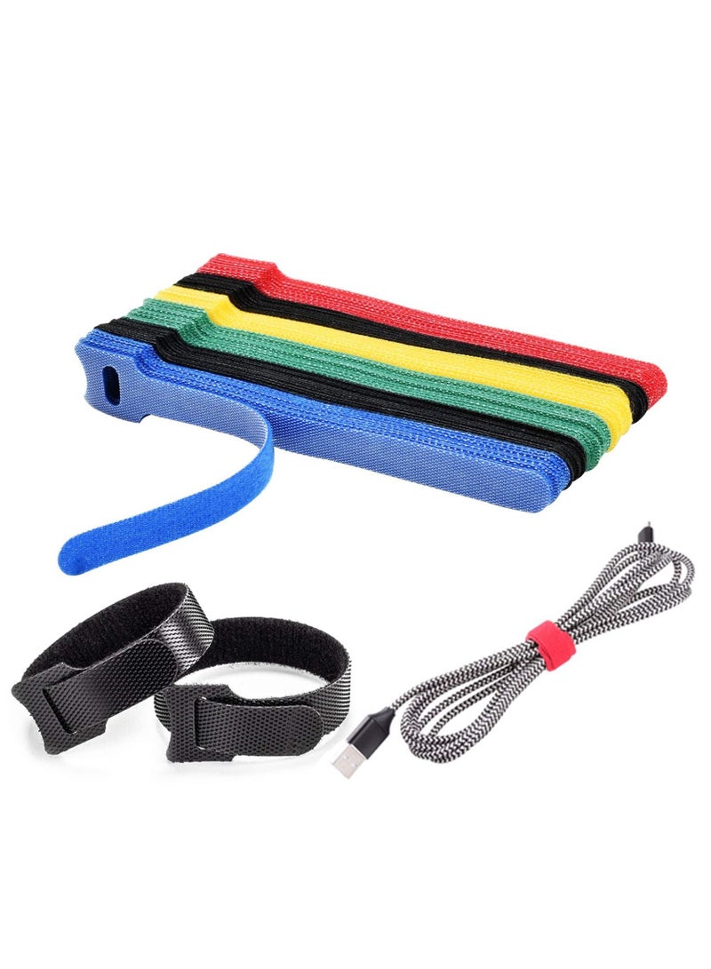 SYOSI 60PCS Fastening Cable Ties Reusable Premium 6 Inch Adjustable Cord Ties Microfiber Cloth Cable Management Straps Hook Loop Cord Organizer Wire Ties Reusable Assorted Colors - Image 1