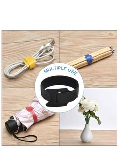 SYOSI 60PCS Fastening Cable Ties Reusable Premium 6 Inch Adjustable Cord Ties Microfiber Cloth Cable Management Straps Hook Loop Cord Organizer Wire Ties Reusable Assorted Colors  - Image 2