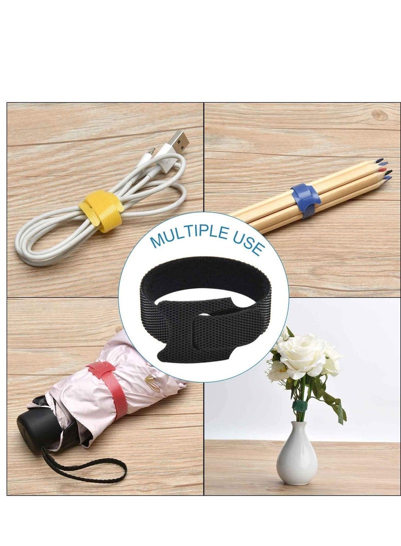 SYOSI 60PCS Fastening Cable Ties Reusable Premium 6 Inch Adjustable Cord Ties Microfiber Cloth Cable Management Straps Hook Loop Cord Organizer Wire Ties Reusable Assorted Colors - Image 2