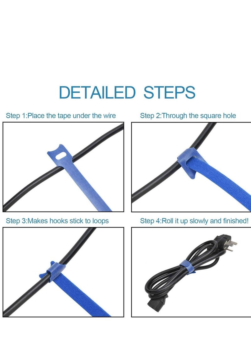 SYOSI 60PCS Fastening Cable Ties Reusable Premium 6 Inch Adjustable Cord Ties Microfiber Cloth Cable Management Straps Hook Loop Cord Organizer Wire Ties Reusable Assorted Colors - Image 3