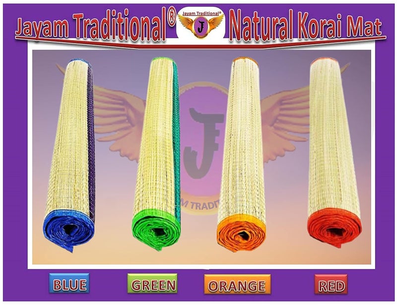 Jayam Traditional Korai Floor Mat Multi Design Blue Color Mat Chatai Carpet 6 x 35 Feet - Image 3