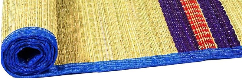 Jayam Traditional Korai Floor Mat Multi Design Blue Color Mat Chatai Carpet 6 x 35 Feet - Image 4