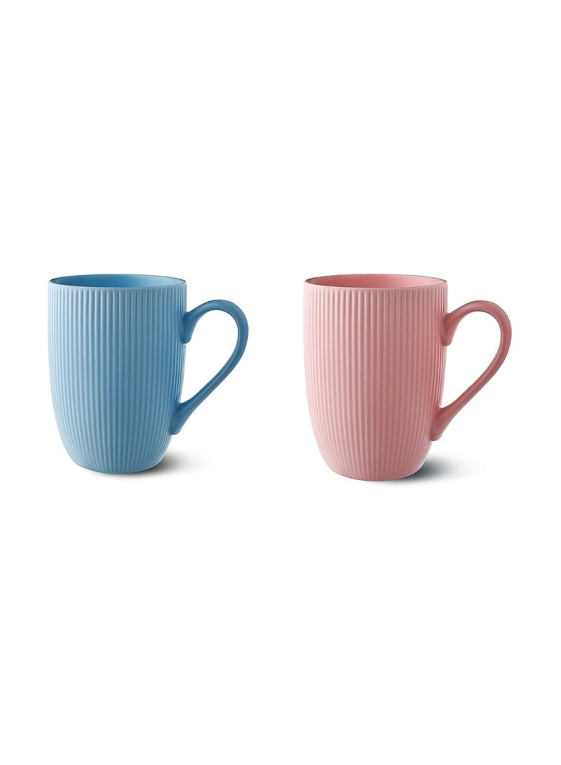 مج (2 قطعة) 350 مل – تصميم مودرن – للمشروبات الساخنة زي القهوة والشاي – آمن للميكرويف ولغسالة ألاطباق (بينك,ازرق) - Image 1