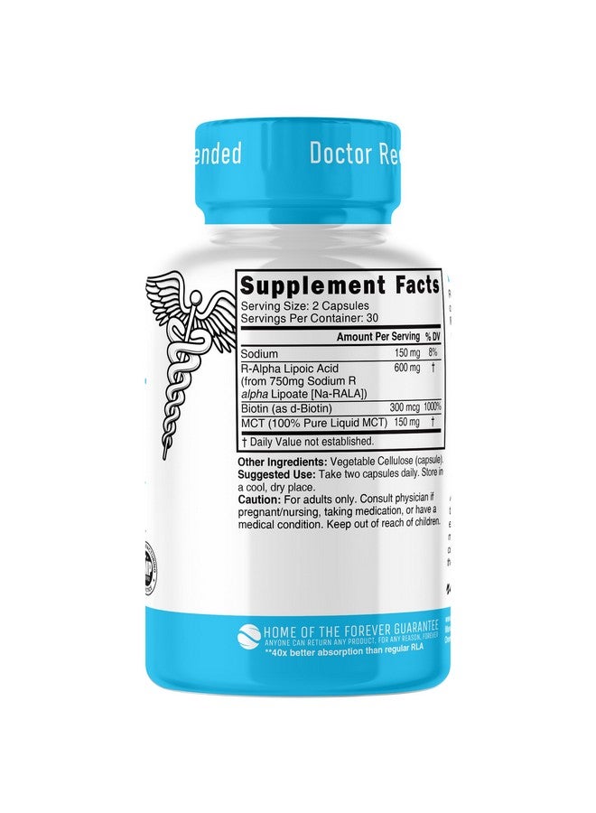 Nature'S Fusions كبسولات حمض ألفا ليبويك R 600 ملغ من ناتشرز فيوجنز - مثبتة بالبيوتين - الشكل النشط R-ALA - جرعة سريرية - مضاد أكسدة قوي ودعم للطاقة الخلوية - 60 كبسولة نباتية - Image 2