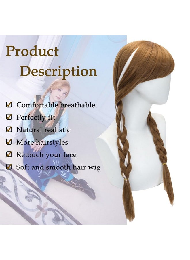 Probeauty Probeauty Long Brown Braided Wig for Women, Princess Costume Wig for Halloween Christmas Birthday Cosplay Party  - Image 3