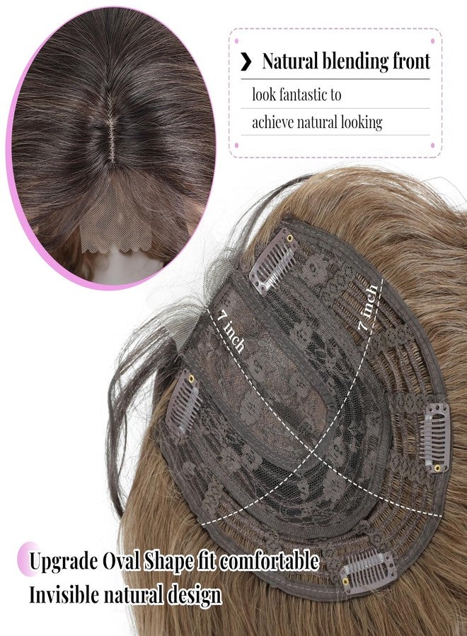 Molefi Hair Topper 26inch Long Wavy Curly Hair Toppers with Bangs for Women Synthetic Wiglets Hairpieces for Adding Volume Ombre Brown - Image 3