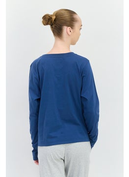 TRIUMPH Women Solid Full Sleeves Pajamas Top, Slate Blue  - Image 3