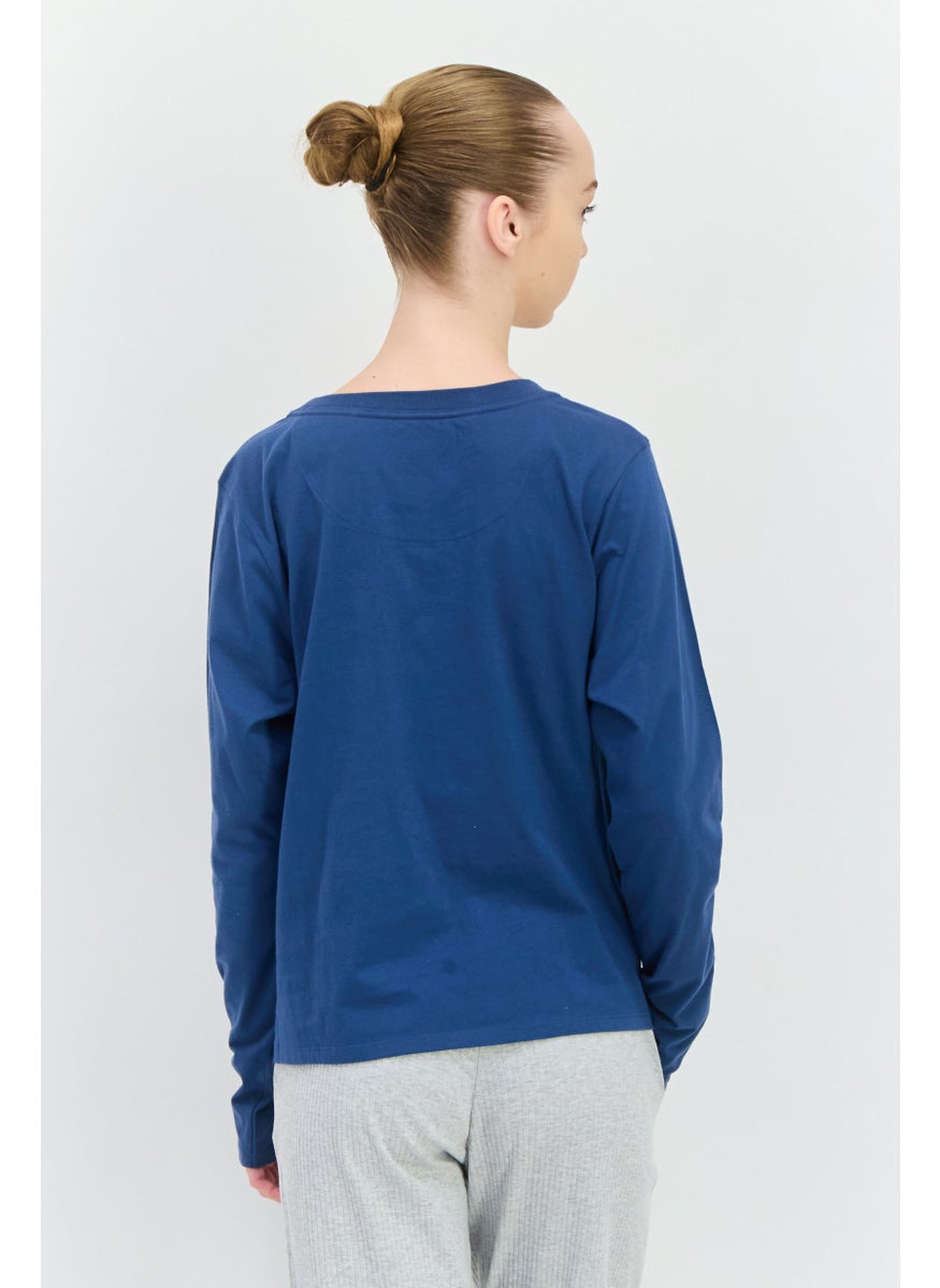 TRIUMPH Women Solid Full Sleeves Pajamas Top, Slate Blue  - Image 3