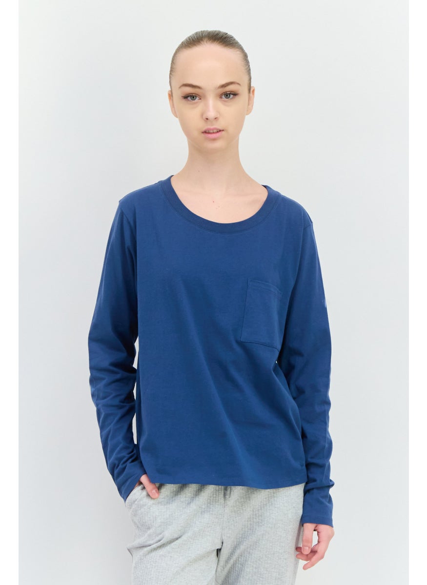 TRIUMPH Women Solid Full Sleeves Pajamas Top, Slate Blue  - Image 1