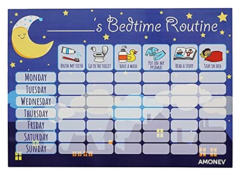 Amonev Bedtime Routine Chart Reward Chart for Sleep Training Twin Pack Chart for Boys Girls Toddlers and Young Children with 225 Star Stickers Included - Image 4