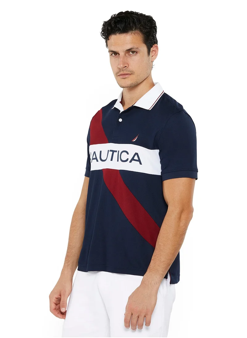 نوتيكا Mens Navy Polo Collar T-Shirt – Quick Dry Casual