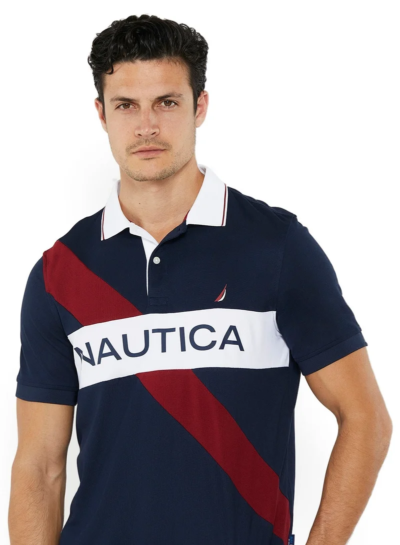 NAUTICA  Contrast Striped Relaxed Dry-fit Polo Shirt for Men | Best Price UAE