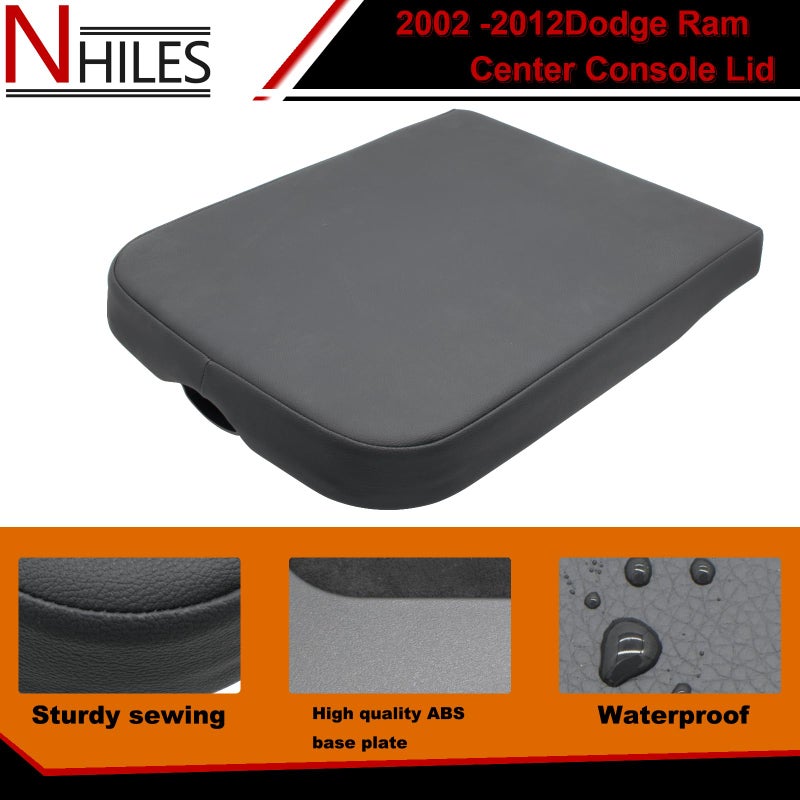 NHILES Center Console Cover Replacement Compatible with 2002 2003 2004 2005 2006 2007 2008 2009 2010 2011 2012 Dodge Ram Armrest Bin Lid Replace Part # WP051DVAA 1QA10BD3AA - Image 4