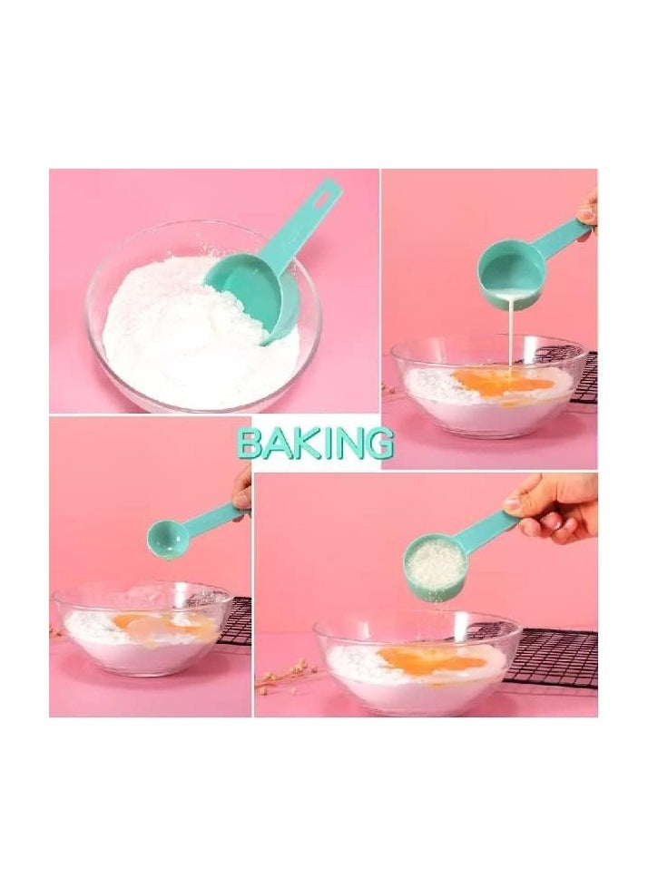 MahMir 9 Piece Measuring Cups and measuring spoons set, Great for Dry and Liquid Ingredients, Small Teaspoon with Plastic Head . ( Blue )  - Image 3