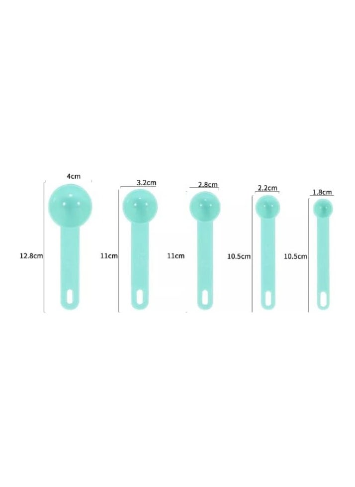 MahMir 9 Piece Measuring Cups and measuring spoons set, Great for Dry and Liquid Ingredients, Small Teaspoon with Plastic Head . ( Blue )  - Image 4