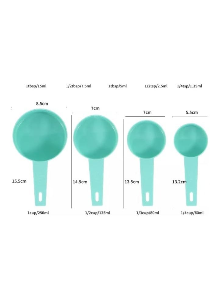 MahMir 9 Piece Measuring Cups and measuring spoons set, Great for Dry and Liquid Ingredients, Small Teaspoon with Plastic Head . ( Blue )  - Image 5