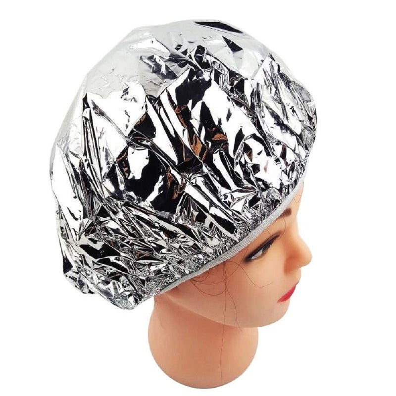 IAS Aluminum Foil Hair Cap, Salon Baking Oil Hair Dye Cap Waterproof Dustproof Hair Cap Elastic Spa Shower Cap for Home and Salon (Medium2, 12) - Image 1