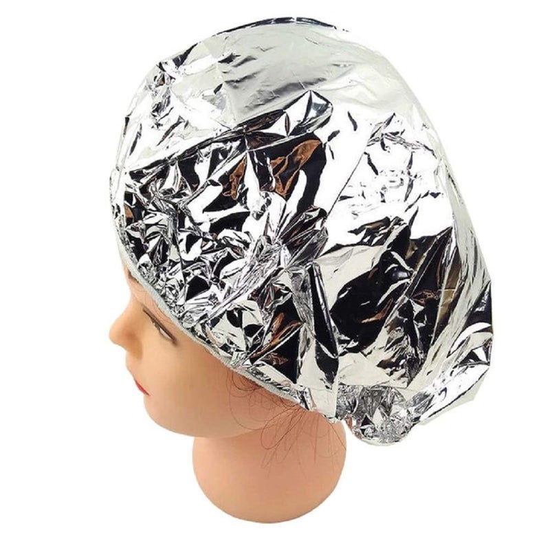 IAS Aluminum Foil Hair Cap, Salon Baking Oil Hair Dye Cap Waterproof Dustproof Hair Cap Elastic Spa Shower Cap for Home and Salon (Medium2, 12) - Image 2