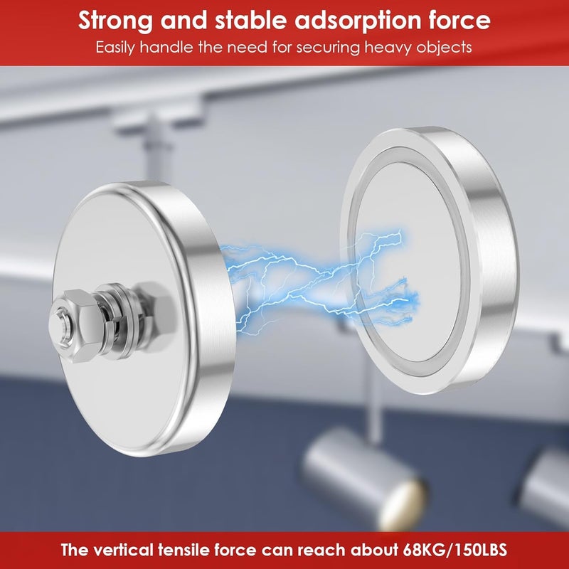 مغناطيسات الكوب من النيوديميوم مع براغي خيوط M6 بقوة سحب 150 رطلاً، مجموعة من 12 قطعة - Image 5