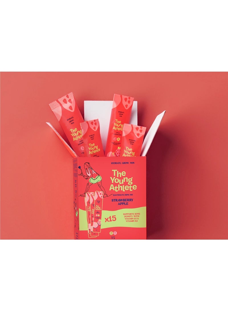 The Young Athlete Electrolyte Hydration Powder – Strawberry Apple – Sodium 252mg, Zero Sugar, Keto, 0 Calories, Gluten Free, Vitamin D3 & K2 for Bone Health – 3.8gx15 Sticks - Image 3