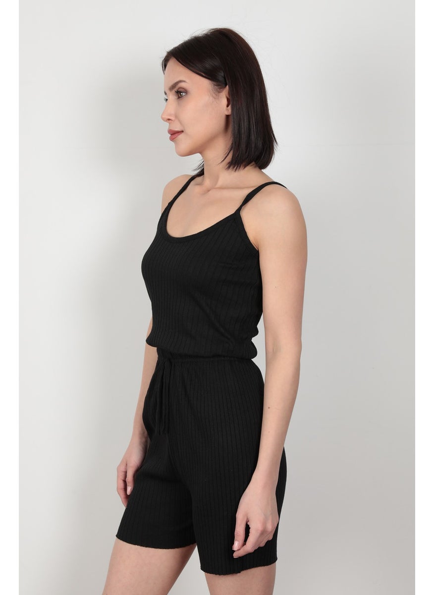 Giysa Black Rope Strap Shorts Camisole Women's Pajama Set Cotton Blend Fabric - 6015  - Image 2