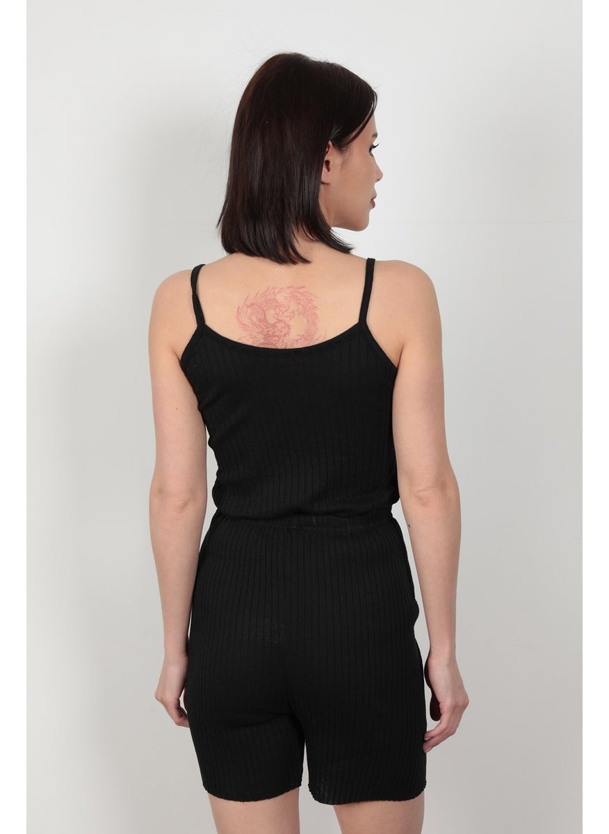 Giysa Black Rope Strap Shorts Camisole Women's Pajama Set Cotton Blend Fabric - 6015  - Image 3