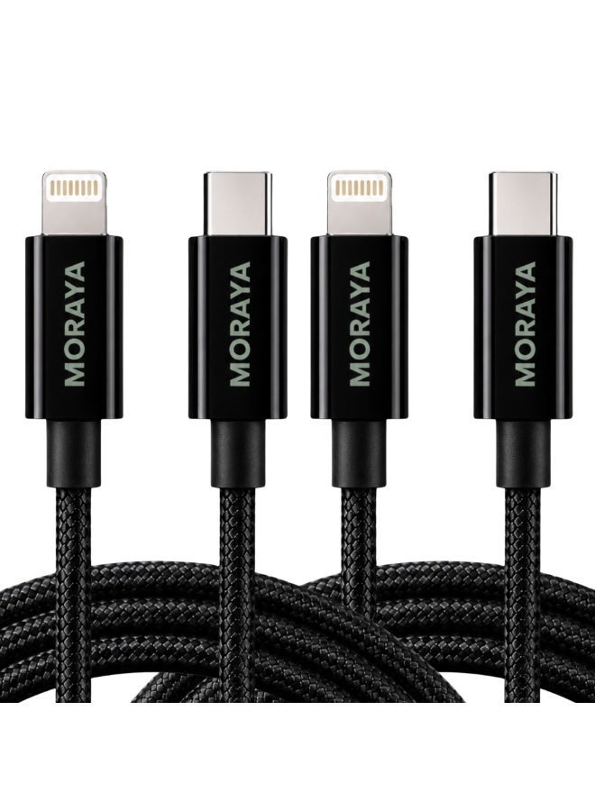 MORAYA Vector-02 2-Pack USB-C to Lightning Cable 1M, 27W PD Fast Charging iPhone Charger Cables, Durable Braided Charging Cords for iPhone 14/13/12/11, iPad & AirPods - Image 1