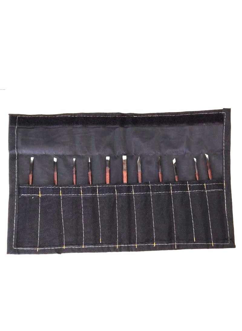 Rubik 11Pcs Stone Carving Tool Kits, Manganese Steel Hand Engraving Knife Woodworking Chisels Stone Lettering Seal Carving with Cloth Bag  - Image 2