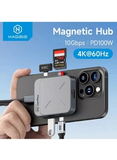Hagibis Magnetic USB C Hub with Magsafe for iPhone 16 15 Pro Max, 7 in 1 Type-C Docking Station 4K@60Hz HDMI SD3.0 TF3.0 Card Solt 100W PD 10Gbps USB-C AUX for MacBook Pro Air, iPad Pro (TC100)  - Image 1