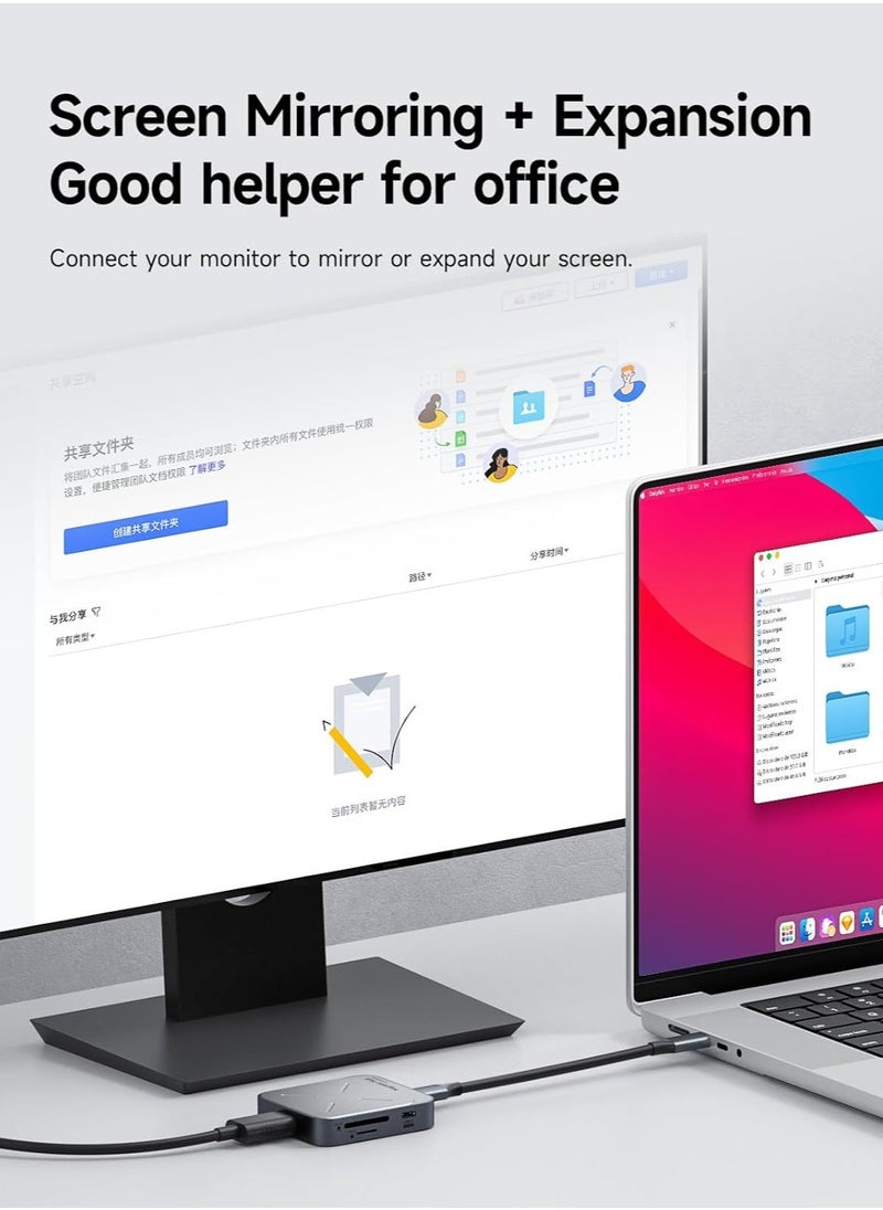 Hagibis - Magnetic USB C Hub with Magsafe for iPhone 16 15 Pro Max, 7 in 1 Type-C Docking Station 4K@60Hz HDMI SD3.0 TF3.0 Card Solt 100W PD 10Gbps USB-C AUX for MacBook Pro Air, iPad Pro (TC100) - Image 1