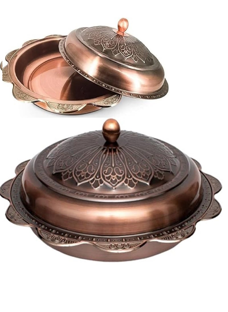 A powerful 40 cm tray and serving dish for banquets. A tray with an Arabic copper lid for serving kabsa, mandi, pigeons, mozzarella, and all grilled dishes. - Image 4