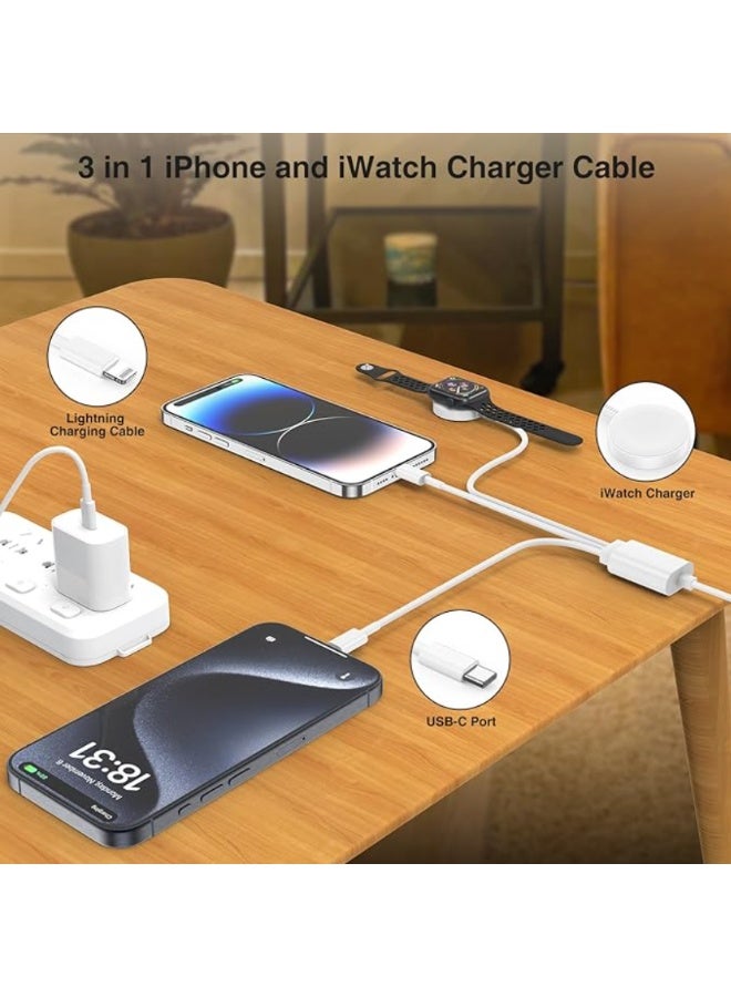 3 in 1 Apple Watch Magnetic Fast Charger to USB C Cable 1.2m Compatible with Watch Series Ultra 2 SE 10 9 8 7 6 5 4 3 2 1 iPhone 16 15 14 13 12 11 iPad - Image 2