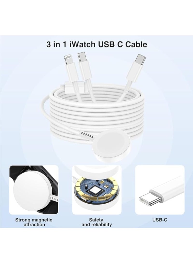 3 in 1 Apple Watch Magnetic Fast Charger to USB C Cable 1.2m Compatible with Watch Series Ultra 2 SE 10 9 8 7 6 5 4 3 2 1 iPhone 16 15 14 13 12 11 iPad - Image 5