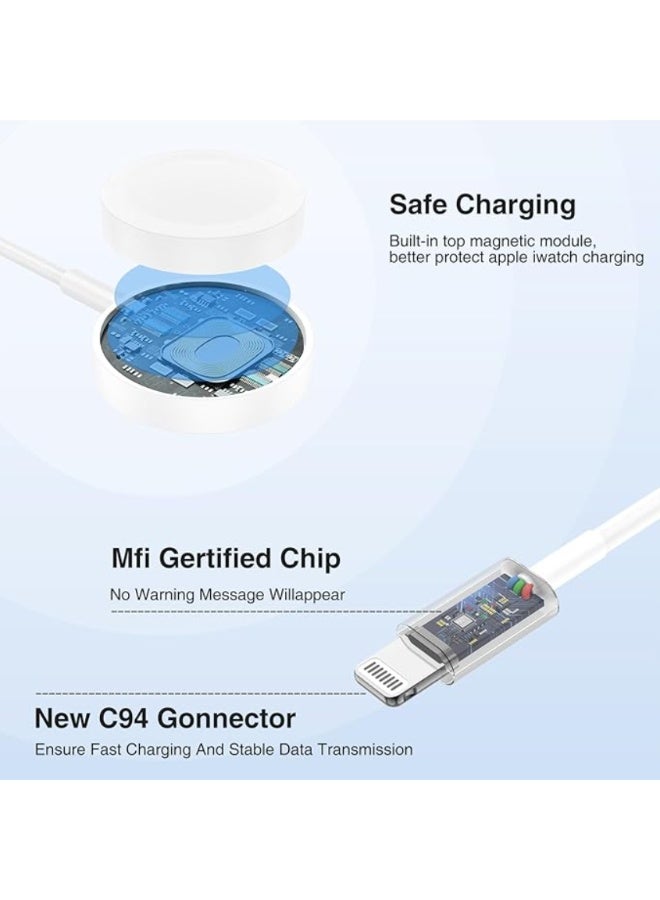 3 in 1 Apple Watch Magnetic Fast Charger to USB C Cable 1.2m Compatible with Watch Series Ultra 2 SE 10 9 8 7 6 5 4 3 2 1 iPhone 16 15 14 13 12 11 iPad - Image 4