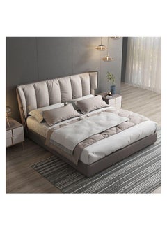 AWD Upholstered Bed with Padded Wingback Headboard, King Size Bed, Queen Bed Solid Wood Bed Frame Wooden Slats Support Strong Weight Capacity for Bedroom Modern Style Furniture  - Image 3