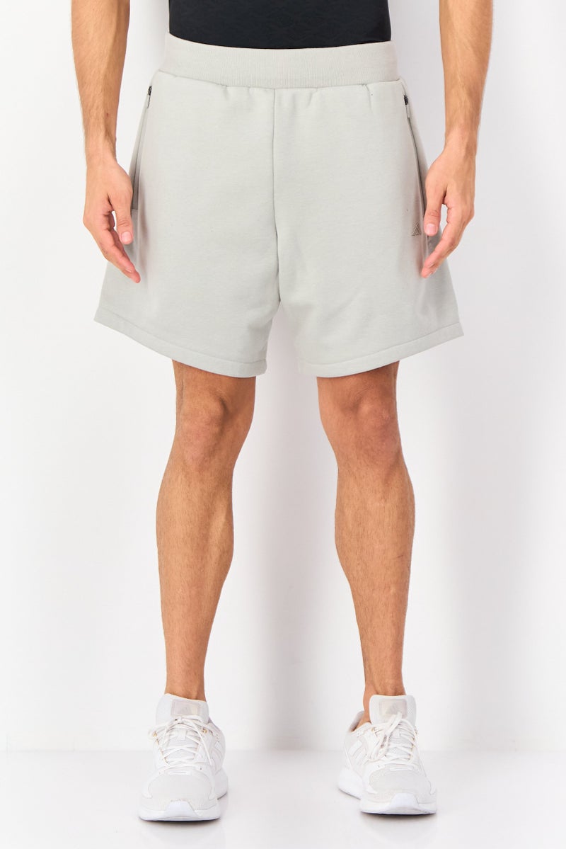 Adidas Men Sportswear Fit Brand Logo Basketball Shorts, Grey - Image 1