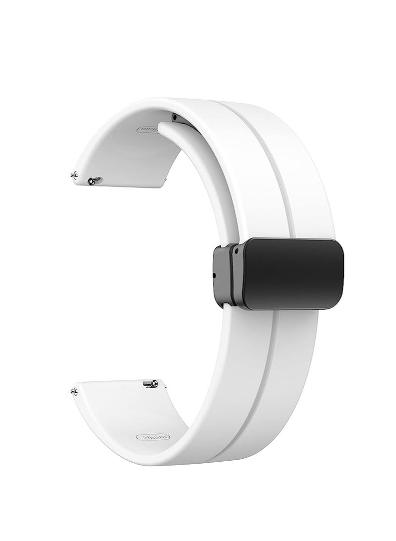 22mm Silicone Strap With Magnetic Folding Buckle For Huawei Watch GT52024 Smart Watch 46mm -White - Image 1
