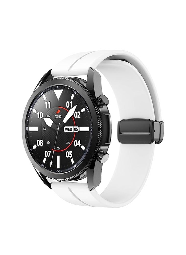 22mm Silicone Strap With Magnetic Folding Buckle For Huawei Watch GT52024 Smart Watch 46mm -White - Image 4