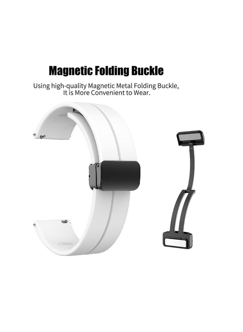 22mm Silicone Strap With Magnetic Folding Buckle For Huawei Watch GT52024 Smart Watch 46mm -White - Image 2