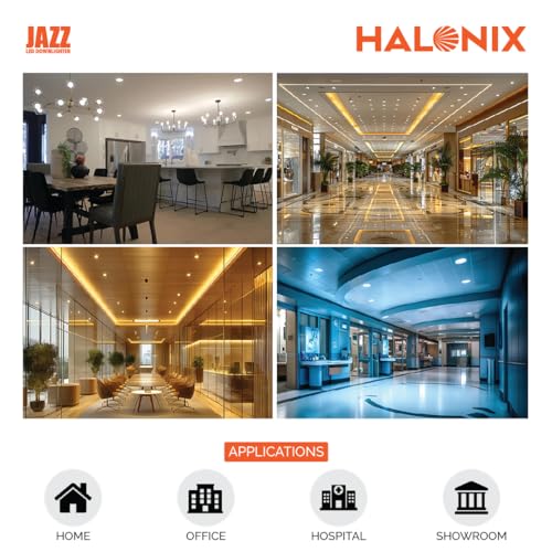 Halonix Polycarbonate Jazz 12W White Recessed Downlighter|Cutout- 4 Inch|Recessed Ceiling Light for Hall, Room, Office, Shop|Led Downlighter with Surge Protection|Pack 1 - Image 2