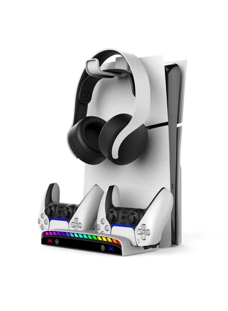 1pcs For PS5Slim/PS5 console universal wall stand for PS5 game controller charging headphone rack with RGB light bar - Image 1