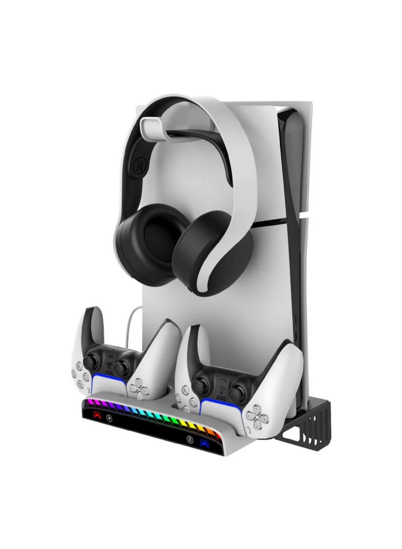 1pcs For PS5Slim/PS5 console universal wall stand for PS5 game controller charging headphone rack with RGB light bar - Image 3