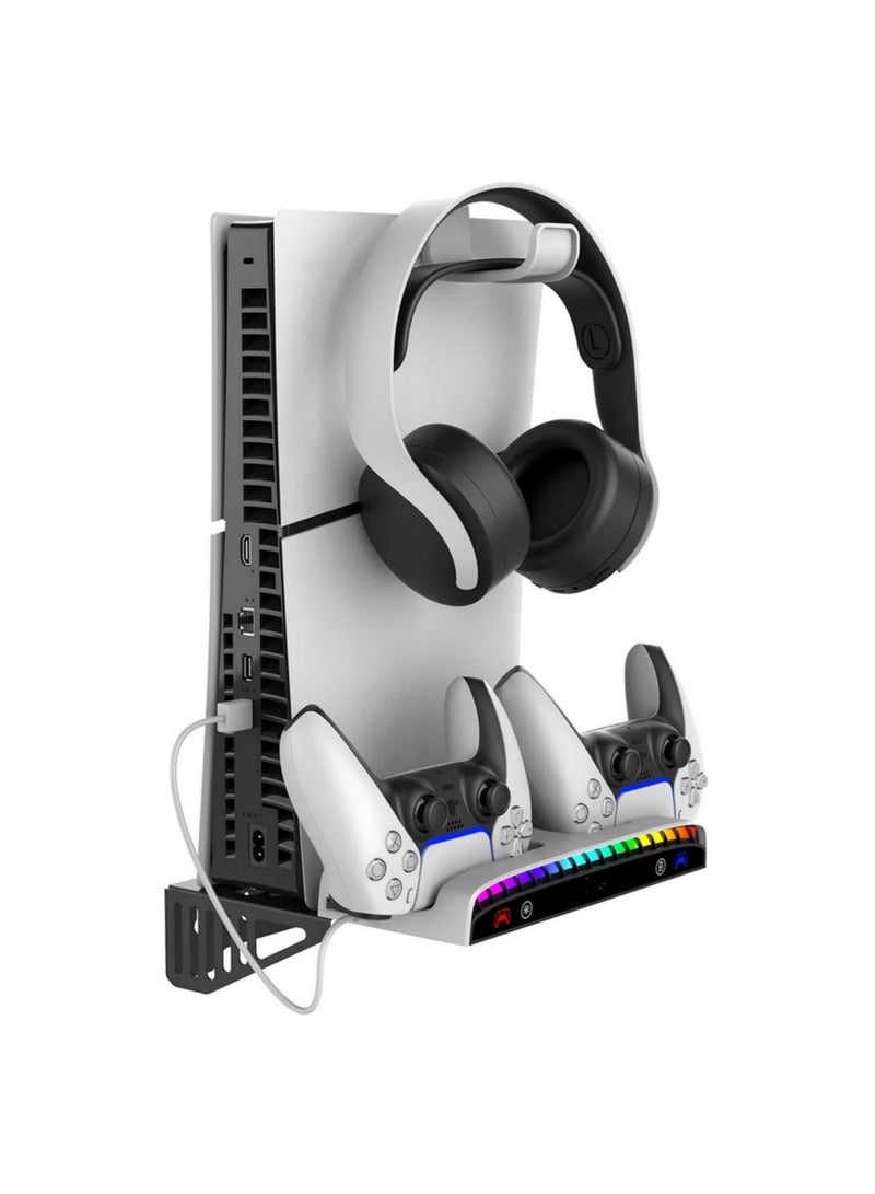 1pcs For PS5Slim/PS5 console universal wall stand for PS5 game controller charging headphone rack with RGB light bar - Image 5