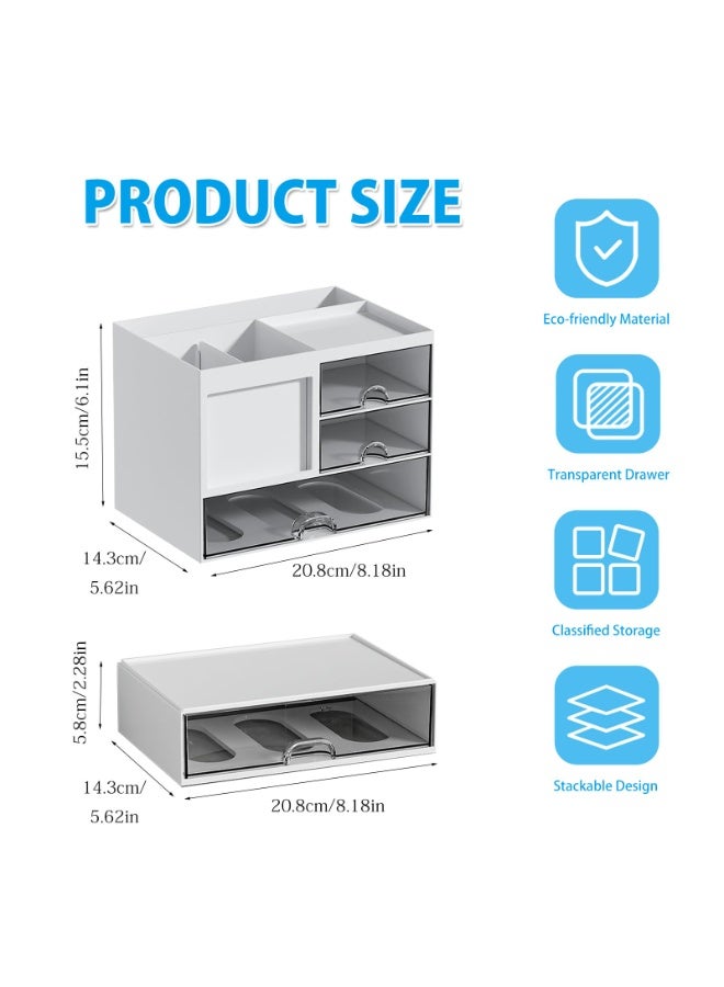 كيدل منظم مكتب متعدد الوظائف مزود بأدراج لتخزين الأدوات المكتبية، منظم بلاستيكي لتخزين الأدوات المكتبية، منظم أدراج مكتبي، منظم سطح مكتب للأدوات المكتبية للمدرسة والمنزل - Image 3