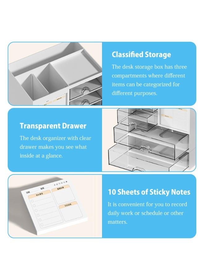 كيدل منظم مكتب متعدد الوظائف مزود بأدراج لتخزين الأدوات المكتبية، منظم بلاستيكي لتخزين الأدوات المكتبية، منظم أدراج مكتبي، منظم سطح مكتب للأدوات المكتبية للمدرسة والمنزل - Image 5