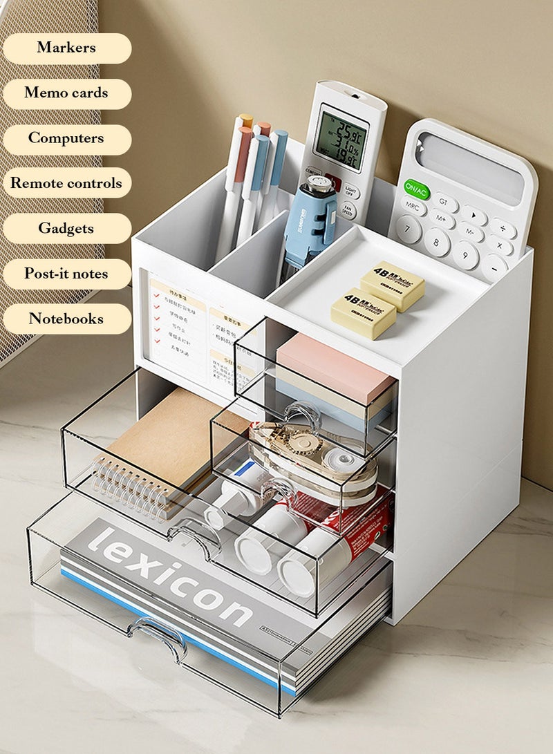 كيدل منظم مكتب متعدد الوظائف مزود بأدراج لتخزين الأدوات المكتبية، منظم بلاستيكي لتخزين الأدوات المكتبية، منظم أدراج مكتبي، منظم سطح مكتب للأدوات المكتبية للمدرسة والمنزل - Image 2