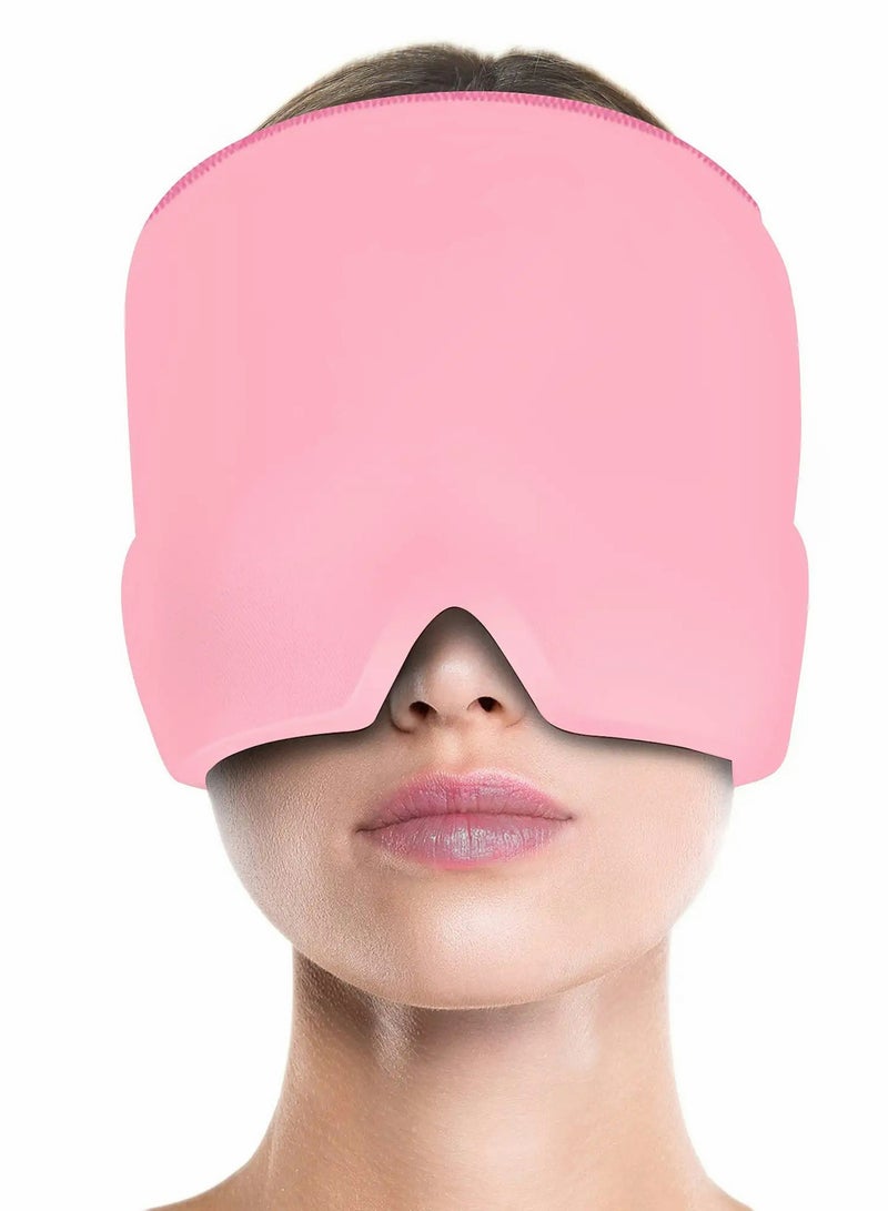 Excefore Migraine Ice Head Wrap, Form Fitting Gel Headache Relief Hat, Cold Therapy Cap Pack Mask, Compress for Tension, Sinus Stress, Pink  - Image 1