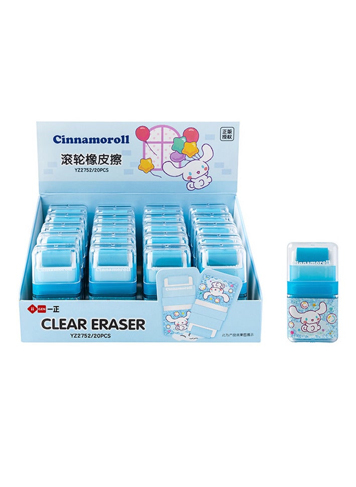 AUTOYSUR 20 Pc Kawaii Cartoon Creative Roller Erasers, Funny Pencil Erasers with Cover and Clean up Roller for Kids Back to School Supplies and Party, Gift Supplies,blue - Image 1
