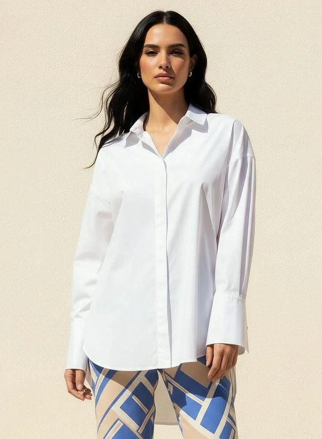 Splash FAV Oversized Poplin Shirt with High Low Hem